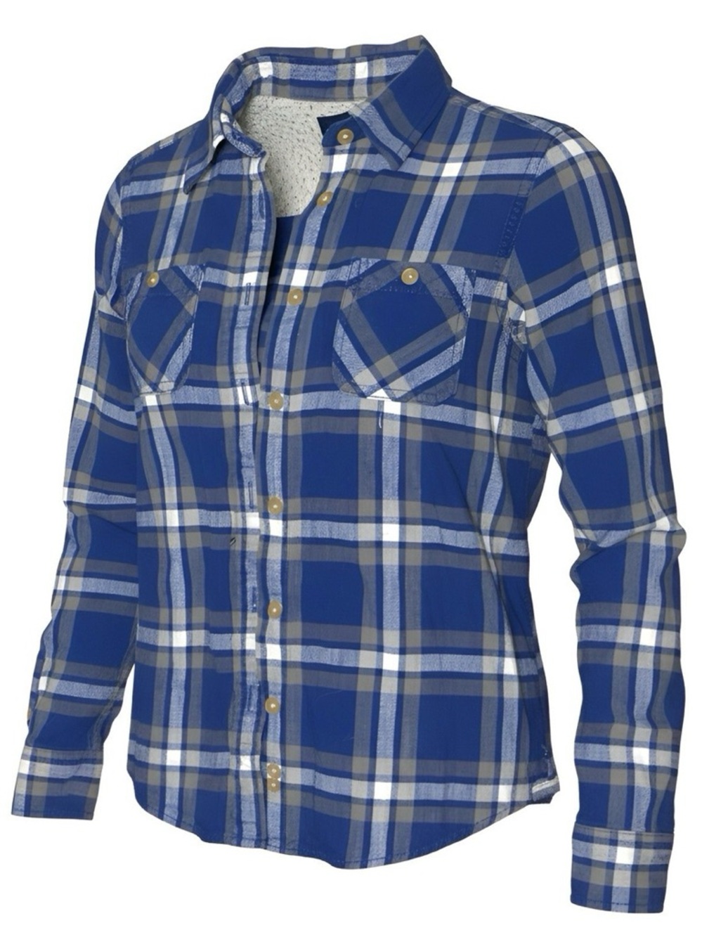 American Eagle Classic Casual Blue Plaid Flannel Button Down Shirt With Pockets